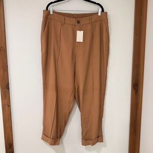 A New Day High-Rise Pleated Trousers Women 17 Brown Elastic Back | Dark Academia